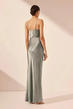 Shona Joy La Lune Bias Cowl Midi Dress Sage Size 10  for rent on The Volte - image 4