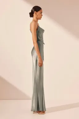 Shona Joy La Lune Bias Cowl Midi Dress Sage Size 10  for rent on The Volte - image 3