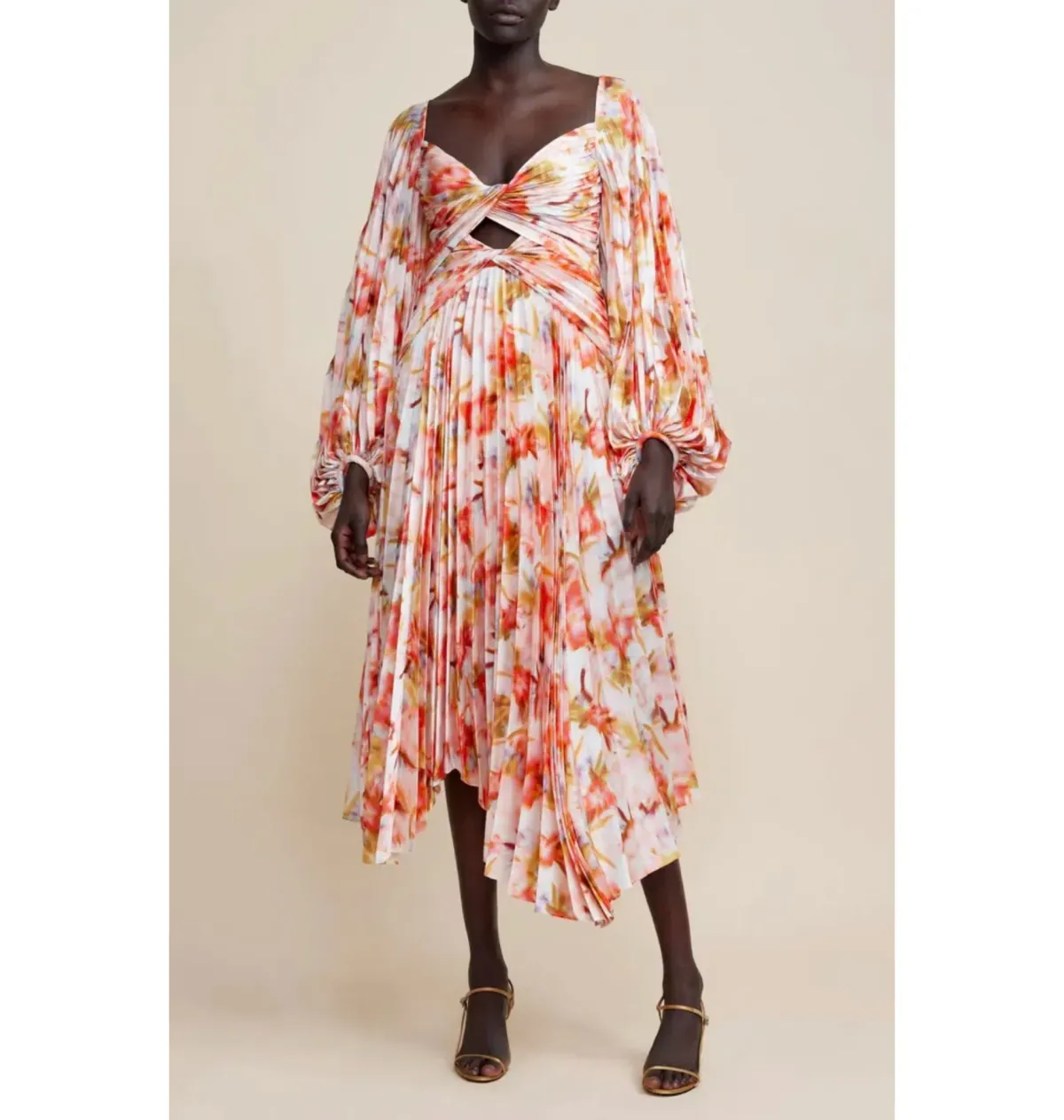Acler Aurora Midi Dress Rouge Medley Print Size AU 10 - Image 1