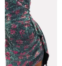 For Love and Lemons Pauline Cosmo Sequin Mini Dress Green Floral Size 10 for rent on The Volte - image 3