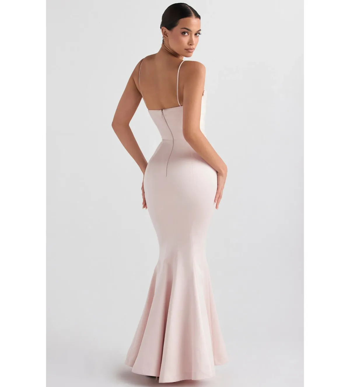 House Of CB Violette Satin Fishtail Gown Blush Size M - Image 3