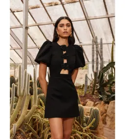 Rebecca Vallance Aubree Flower  Mini Dress Black Size 6 for rent on The Volte - image 3