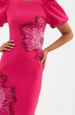 Rebecca Vallance Layana Midi Dress Raspberry Pink Size 14 for rent on The Volte - image 4