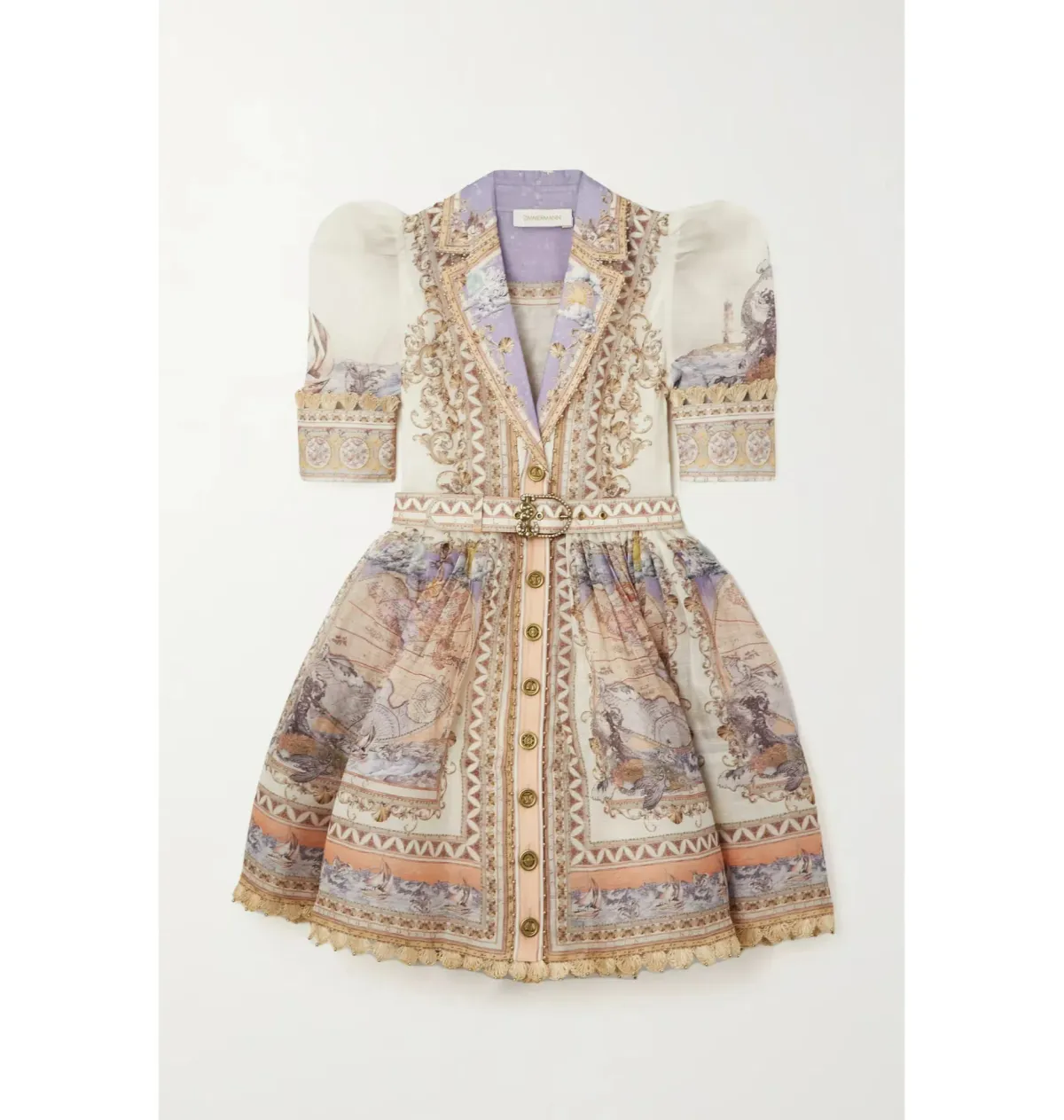 Zimmermann High Tide Mini Shirt Dress in Odyssey Print Size 3 / Au 14 - Image 4
