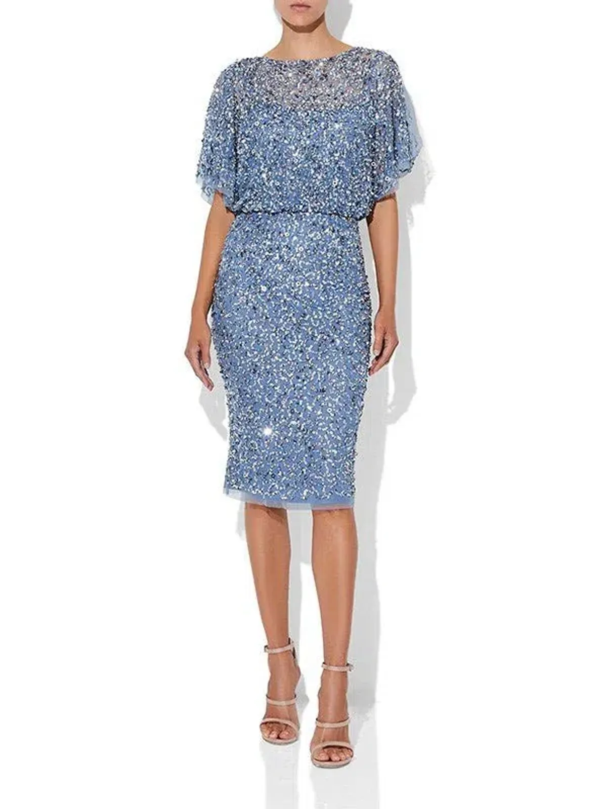 Montique Alinda Hand Beaded Dress Sky Blue Size AU 8 - Image 1