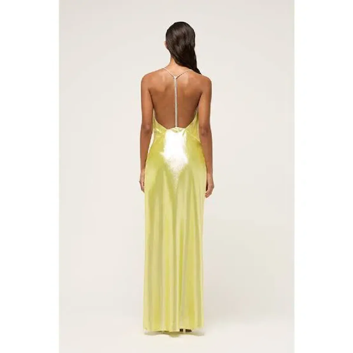 Michael Lo Sordo Nicole Drape Crystalline Dress Yellow Size 8 - Image 2