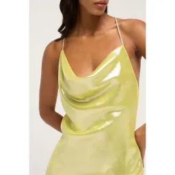 Michael Lo Sordo Nicole Drape Crystalline Dress Yellow Size 8  for rent on The Volte - image 3