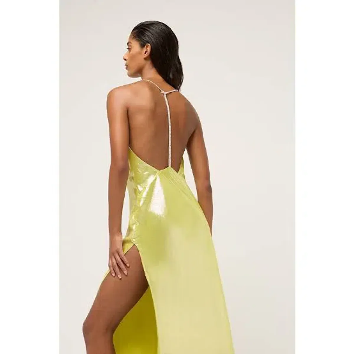 Michael Lo Sordo Nicole Drape Crystalline Dress Yellow Size 8 - Image 4