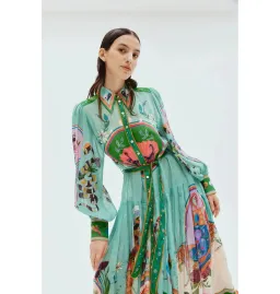 Alemais Evergreen Shirtdress Green Print Size AU 6 for rent on The Volte - image 3