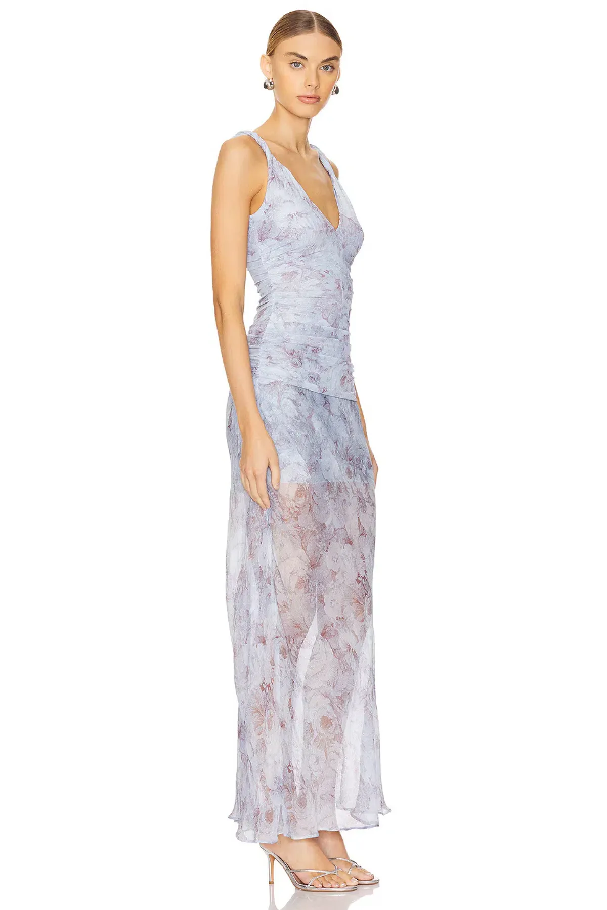 Bec & Bridge Danica V Neck Maxi Dress Chambray Rose Blue Size 10 - Image 4