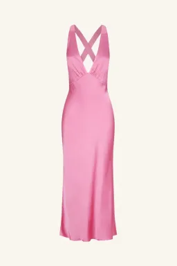Shona Joy Arienzo Plunged Cross Back Midi Dress in Ibis Rose Size 8 for rent on The Volte - image 4