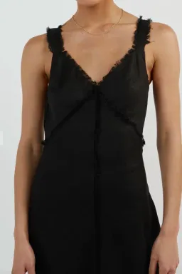 Dissh Georgie Linen Fringe Midi Dress Black Size 6 for rent on The Volte - image 4