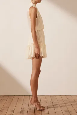 Shona Joy Victoria Sleeveless Drawstring Mini Dress Cream Size 12 for rent on The Volte - image 4