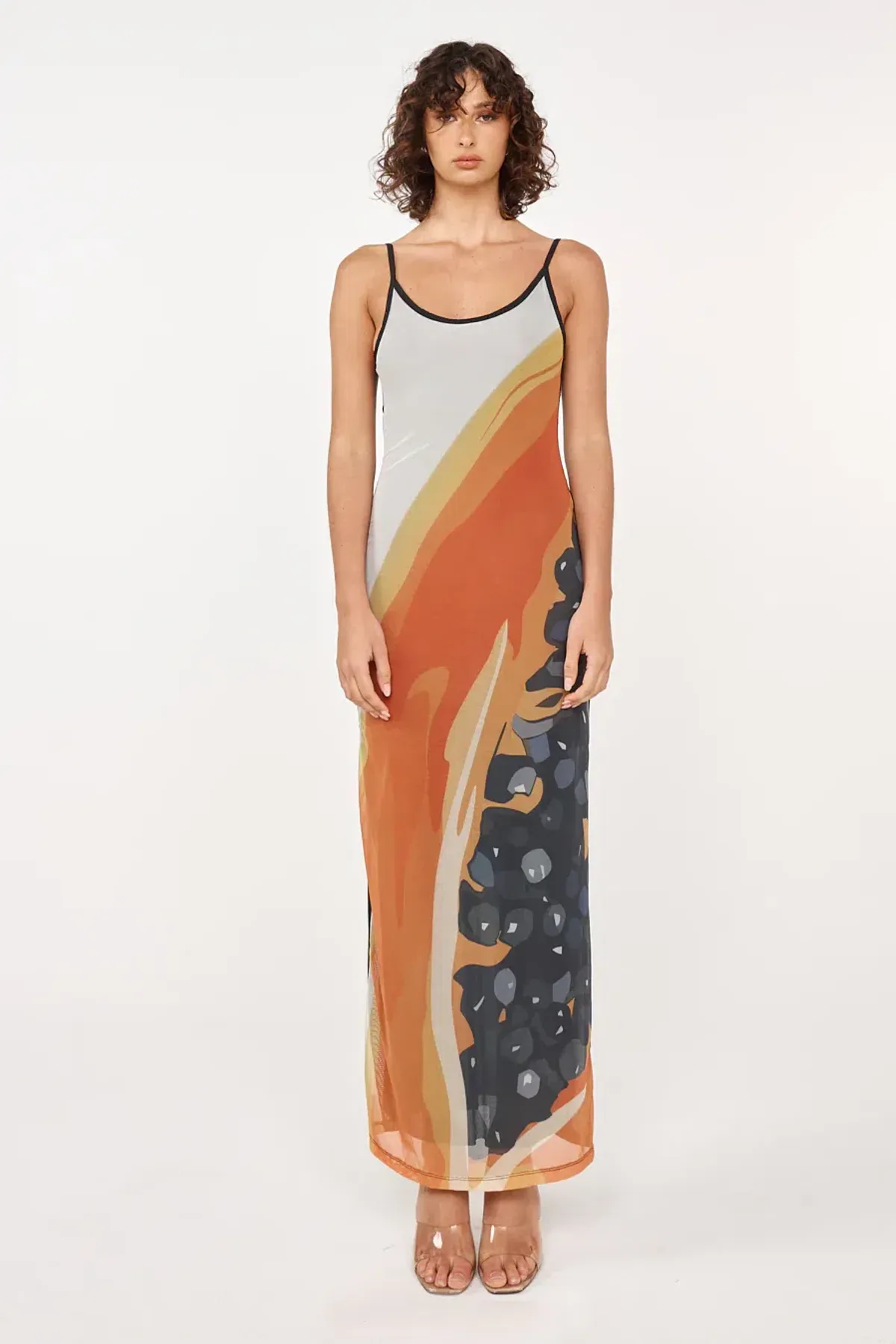 Jefre Sèi Papaya Midi Dress Papaya Print Black Size S - Image 1