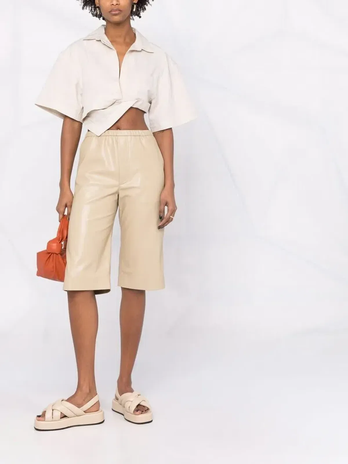 Jacquemus La Chemise Capri Cropped Shirt Beige Size 6 - Image 1