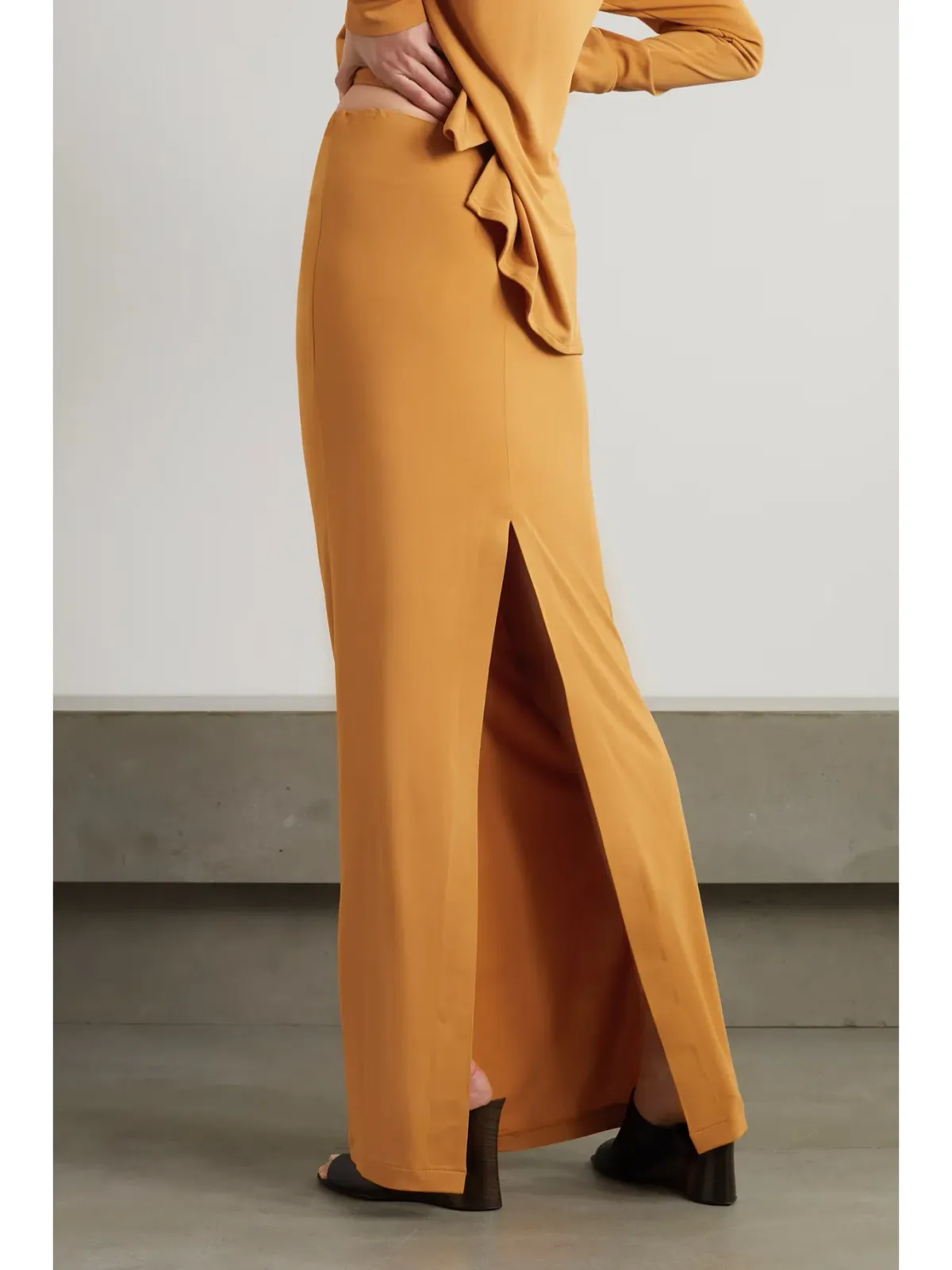 Christopher Esber Buckled Cutout Jersey Maxi Skirt Caramel Size 6 - Image 2