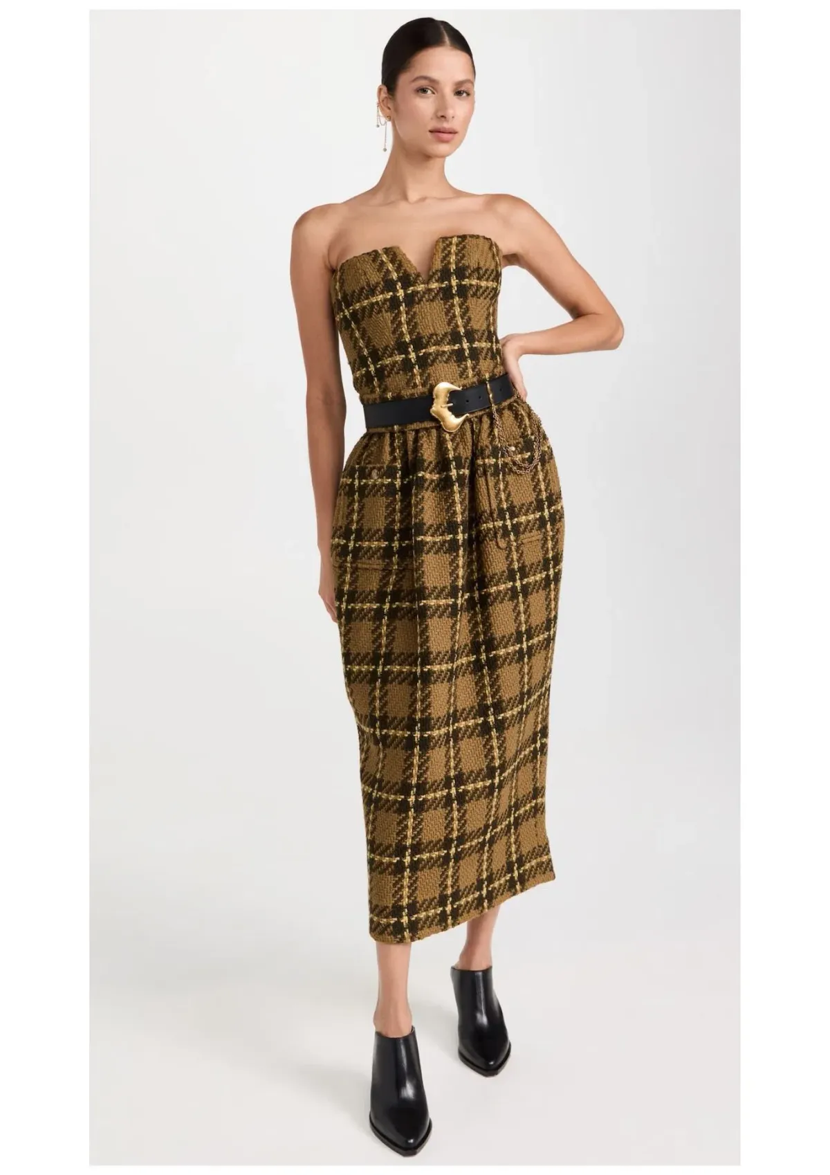 Zimmermann Luminosity Check Bodice and Tulip Skirt Set Olive Check Size 0 / AU 8 - Image 1