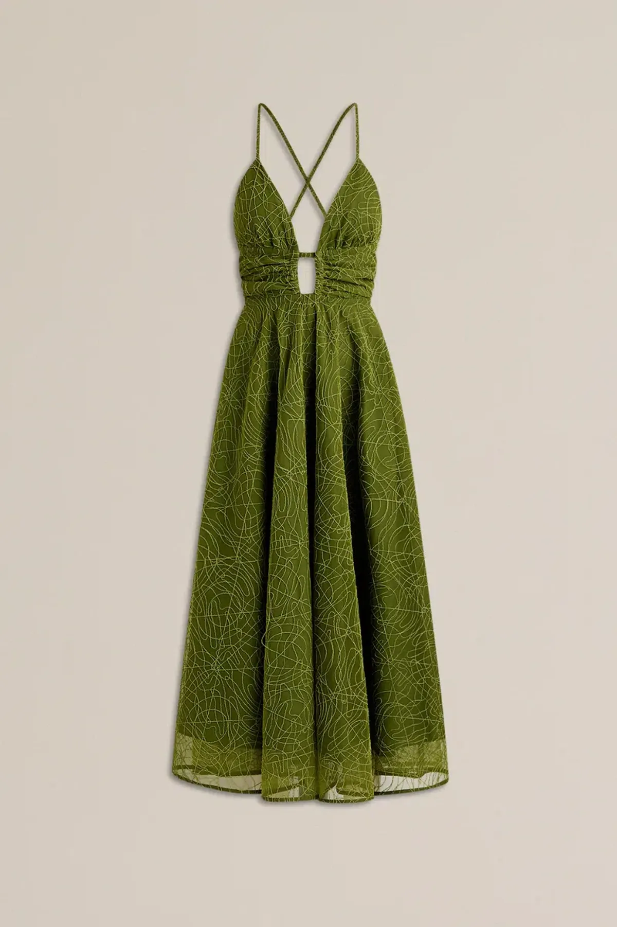 Scanlan Theodore Cornelli Gather Dress Olive Green Size 8 - Image 6