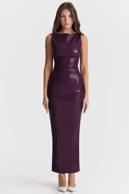 House of CB Sahara Vegan Leather Maxi Dress Merlot Size M for rent on The Volte - image 1