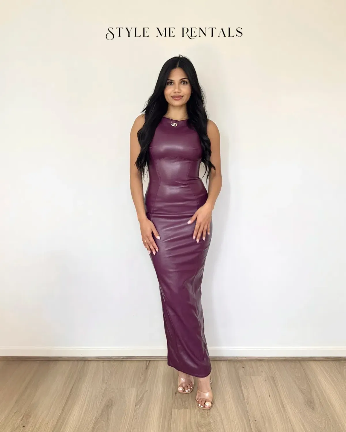 House of CB Sahara Vegan Leather Maxi Dress Merlot Size M - Image 4