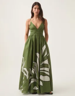 Aje Planetary Maxi Dress Abstract Fern Size 14 for rent on The Volte - image 1
