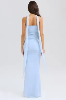 House of CB Hallie Strapless Corset With Neck Scarf and Cassidy Fluted Hem Maxi Skirt Set Bluebell Size S / AU 8 for rent on The Volte - image 2