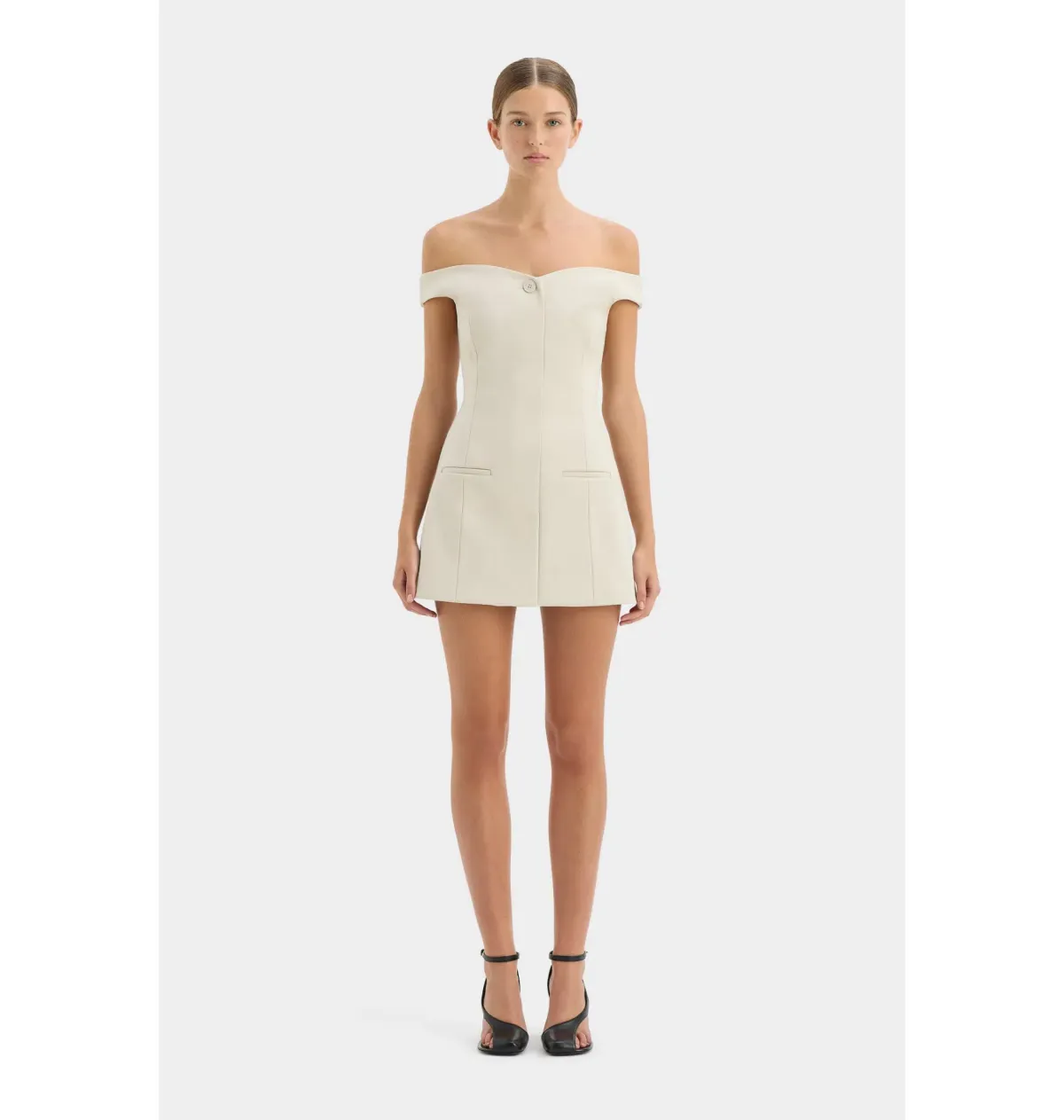SIR THE LABEL Sandrine Off Shoulder Tailored Mini Dress ECRU Size 0 / AU 6 - Image 1