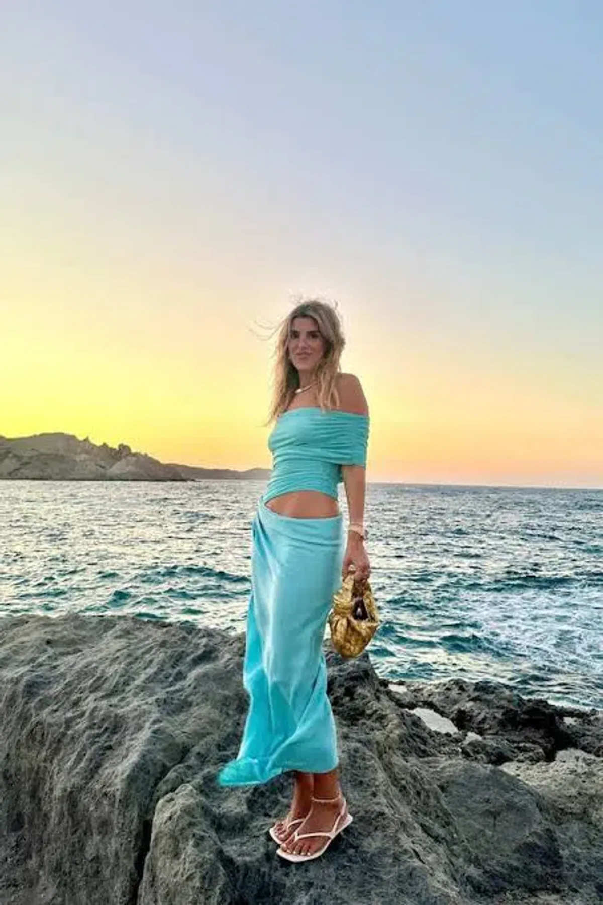 Benni Nico Off Shoulder Maxi Dress Aquamarine Size 8 - Image 5