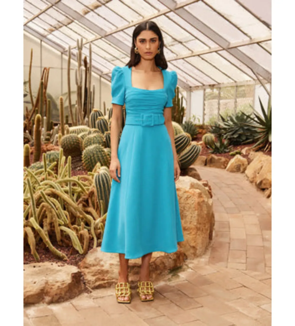 Rebecca Vallance Ella Short Sleeve Midi Dress Blue Size 10 - Image 3