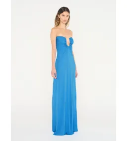 Christopher Esber Arced Palm Strapless Dress in Boston Blue Size 6 for rent on The Volte - image 3