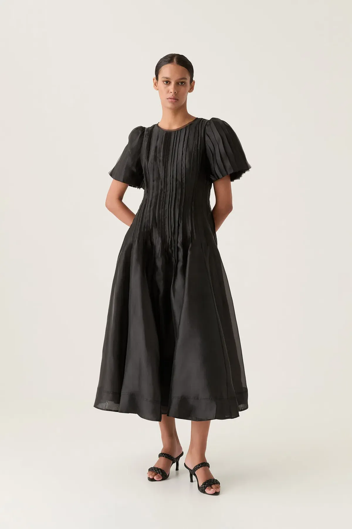 AJE Nova Pleated Midi Dress Black Size 10  - Image 1