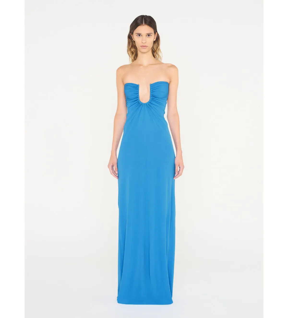 Christopher Esber Arced Palm Strapless Dress in Boston Blue Size 8 - Image 1