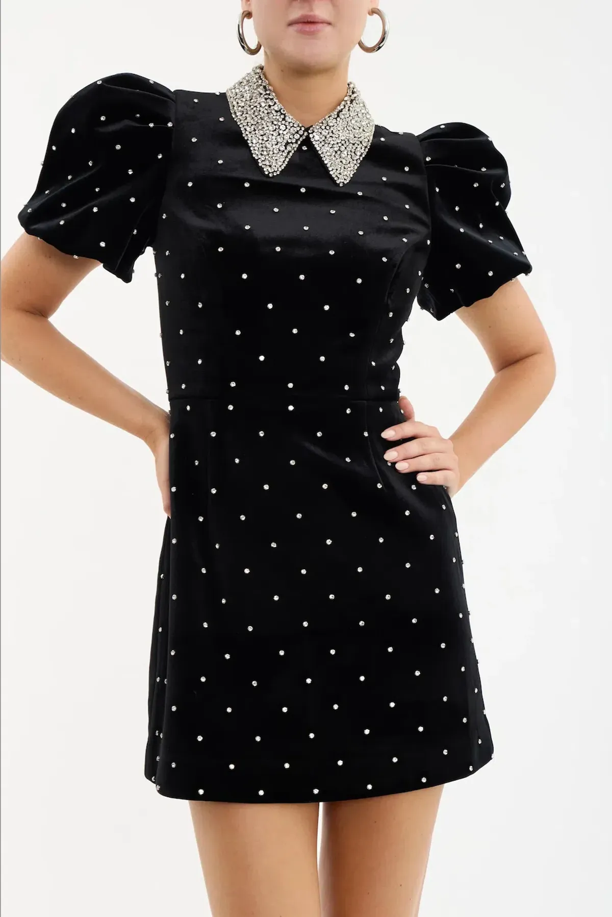 Rebecca Vallance Alisa Puff Sleeve Mini Dress Black Size 14 - Image 1