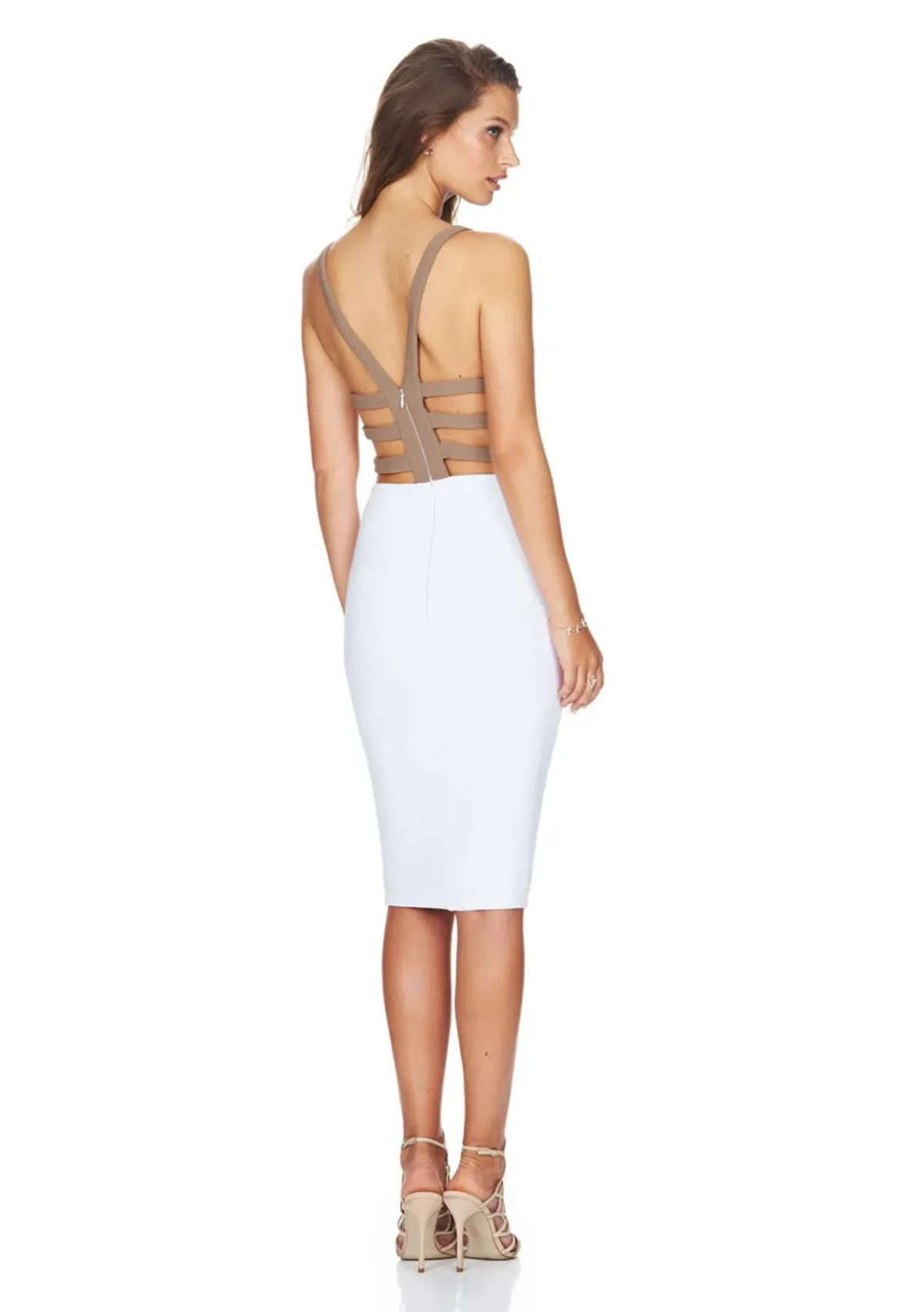 Nookie Strappy Back Bodycon Dress White Size 8 - Image 3