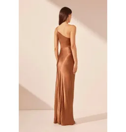 Shona Joy La Lune Asymmetrical Gathered Maxi Dress Almond Size AU 10 for rent on The Volte - image 5