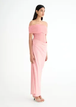Benni Nico Off Shoulder Maxi Dress Candyfloss Pink Size 8  for rent on The Volte - image 3