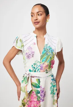Once Was Cristina Linen Viscose Midi Dress in Wisteria Alba Size 12 for rent on The Volte - image 2