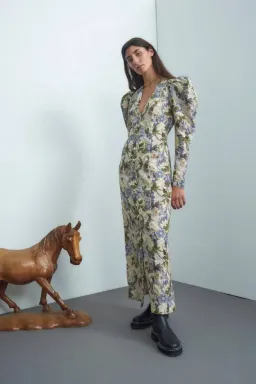 Alemais Phillipa Puff Sleeve Midi Dress Floral Size AU 6 for rent on The Volte - image 4