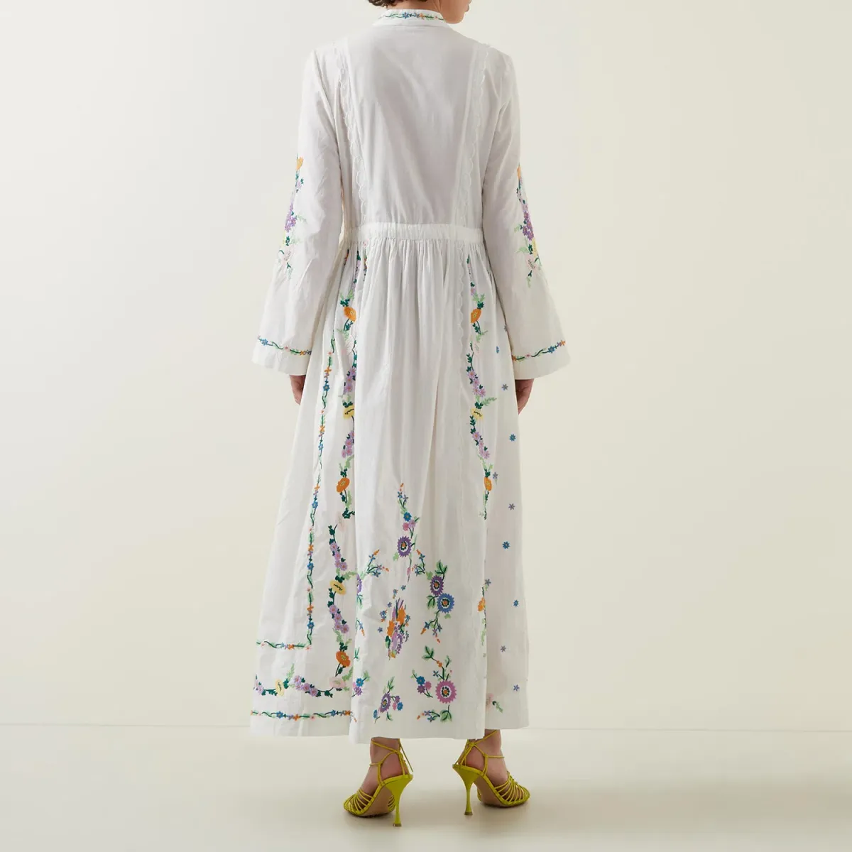 Alemais Willa Embroidered Shirt Dress White Floral Size AU 10 - Image 11