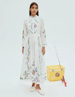 Alemais Willa Embroidered Shirt Dress White Floral Size AU 10 for rent on The Volte - image 5