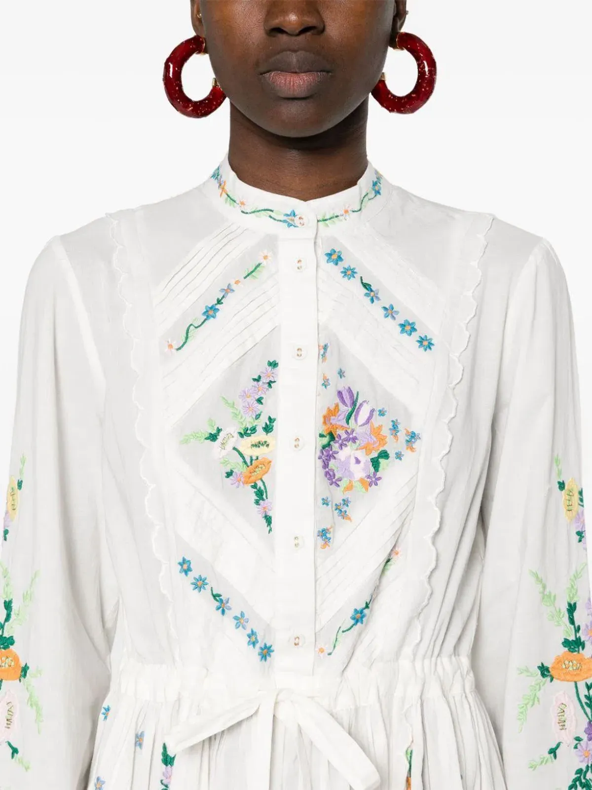 Alemais Willa Embroidered Shirt Dress White Floral Size AU 10 - Image 4