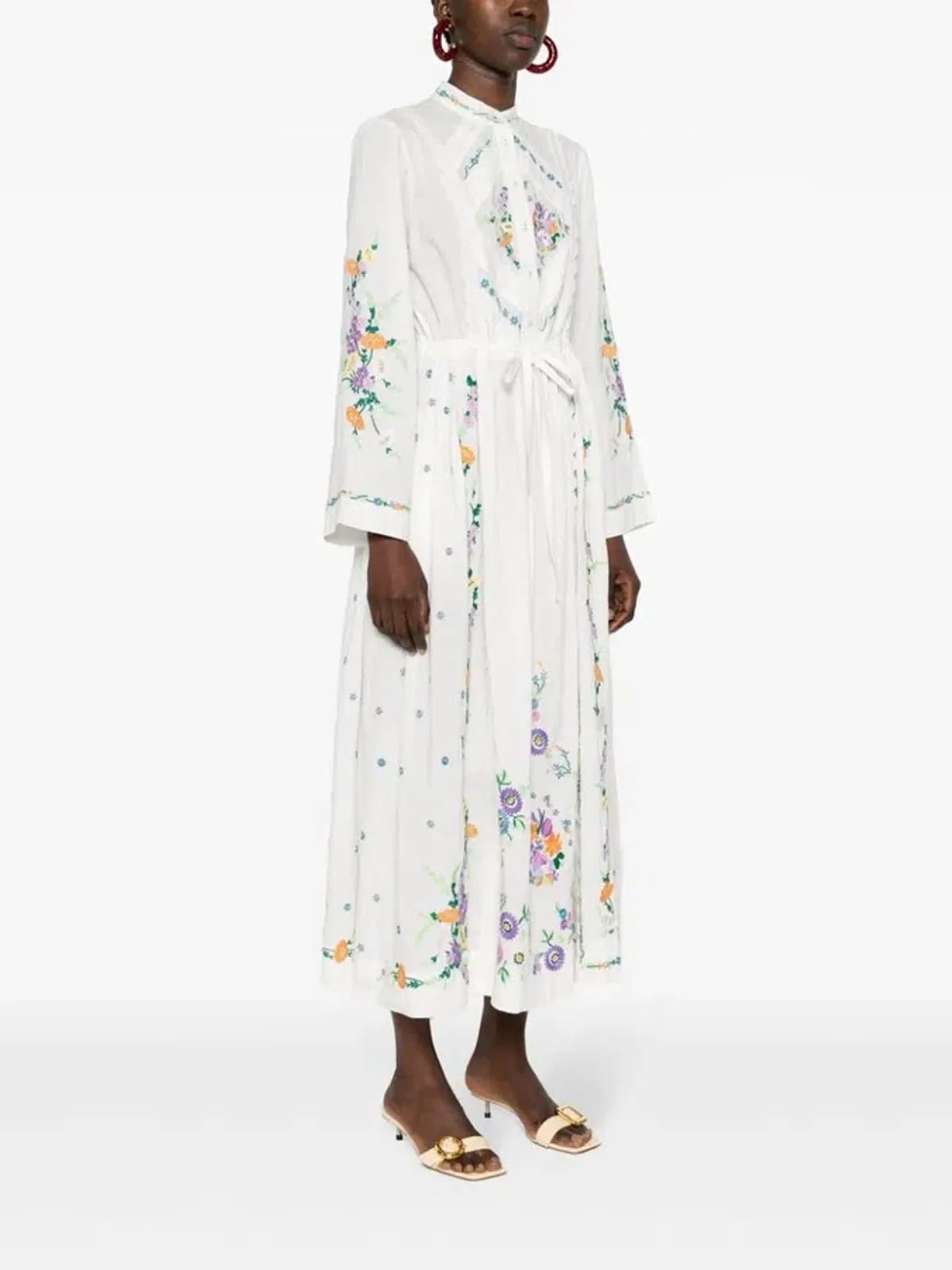 Alemais Willa Embroidered Shirt Dress White Floral Size AU 10 - Image 3