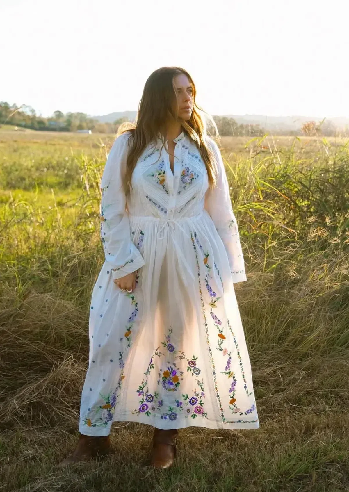 Alemais Willa Embroidered Shirt Dress White Floral Size AU 10 - Image 14