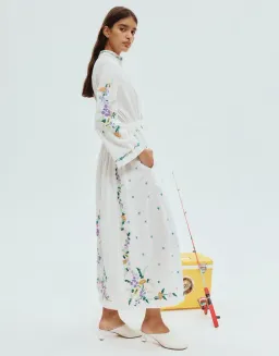 Alemais Willa Embroidered Shirt Dress White Floral Size AU 10 for rent on The Volte - image 8