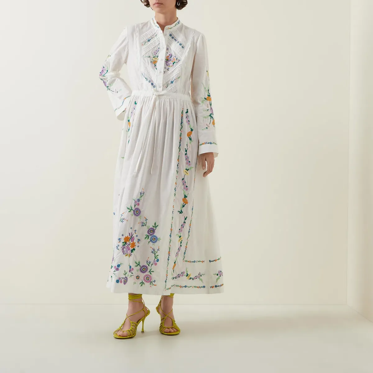 Alemais Willa Embroidered Shirt Dress White Floral Size AU 10 - Image 10