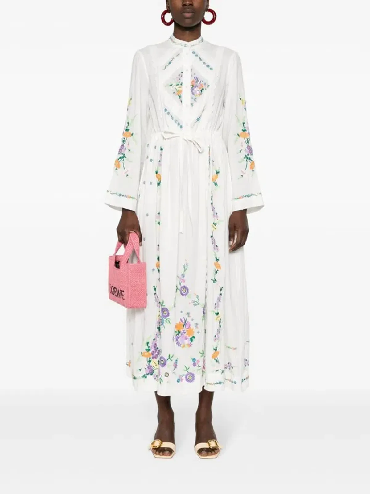 Alemais Willa Embroidered Shirt Dress White Floral Size AU 10 - Image 2