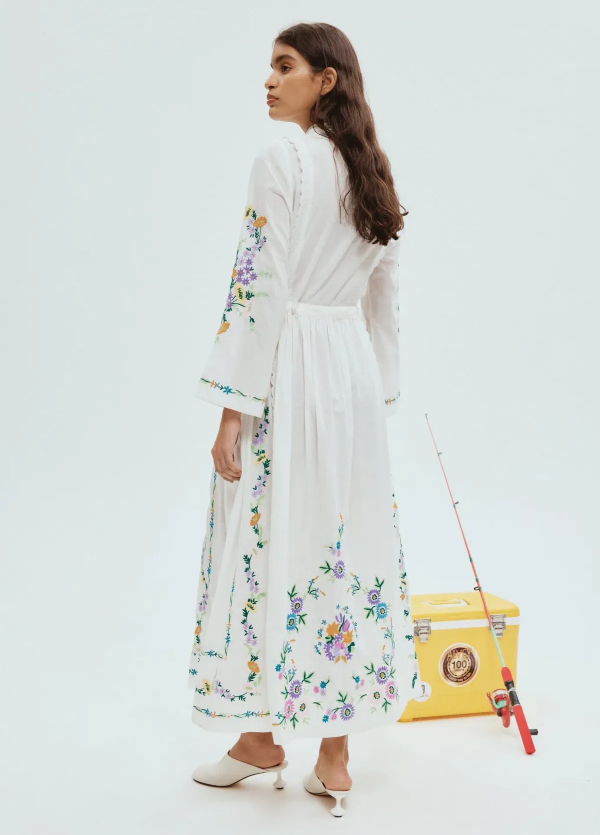 Alemais Willa Embroidered Shirt Dress White Floral Size AU 10 - Image 7