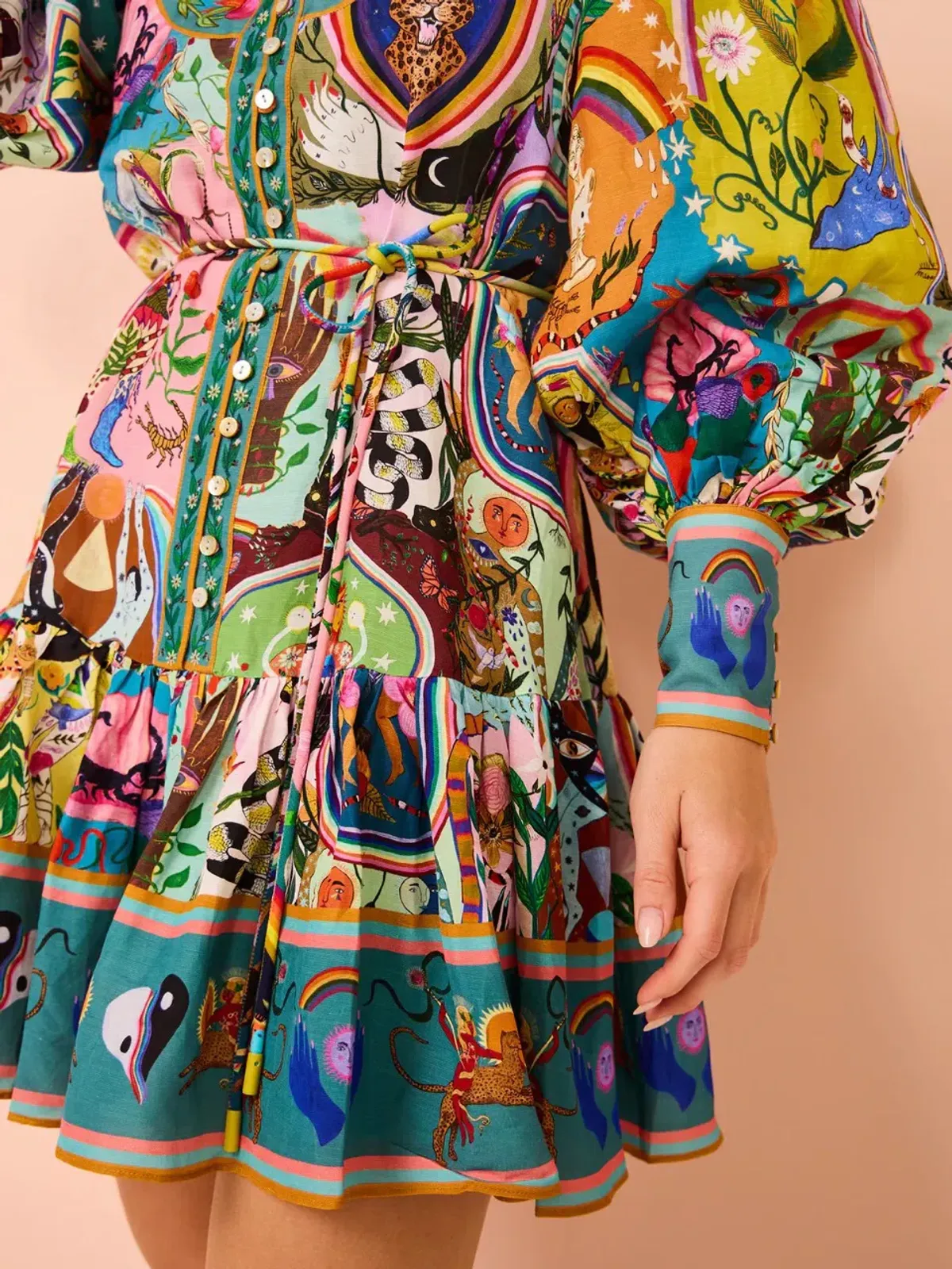 Alemais Evergreen Mini Dress Multi Size AU 10 - Image 12