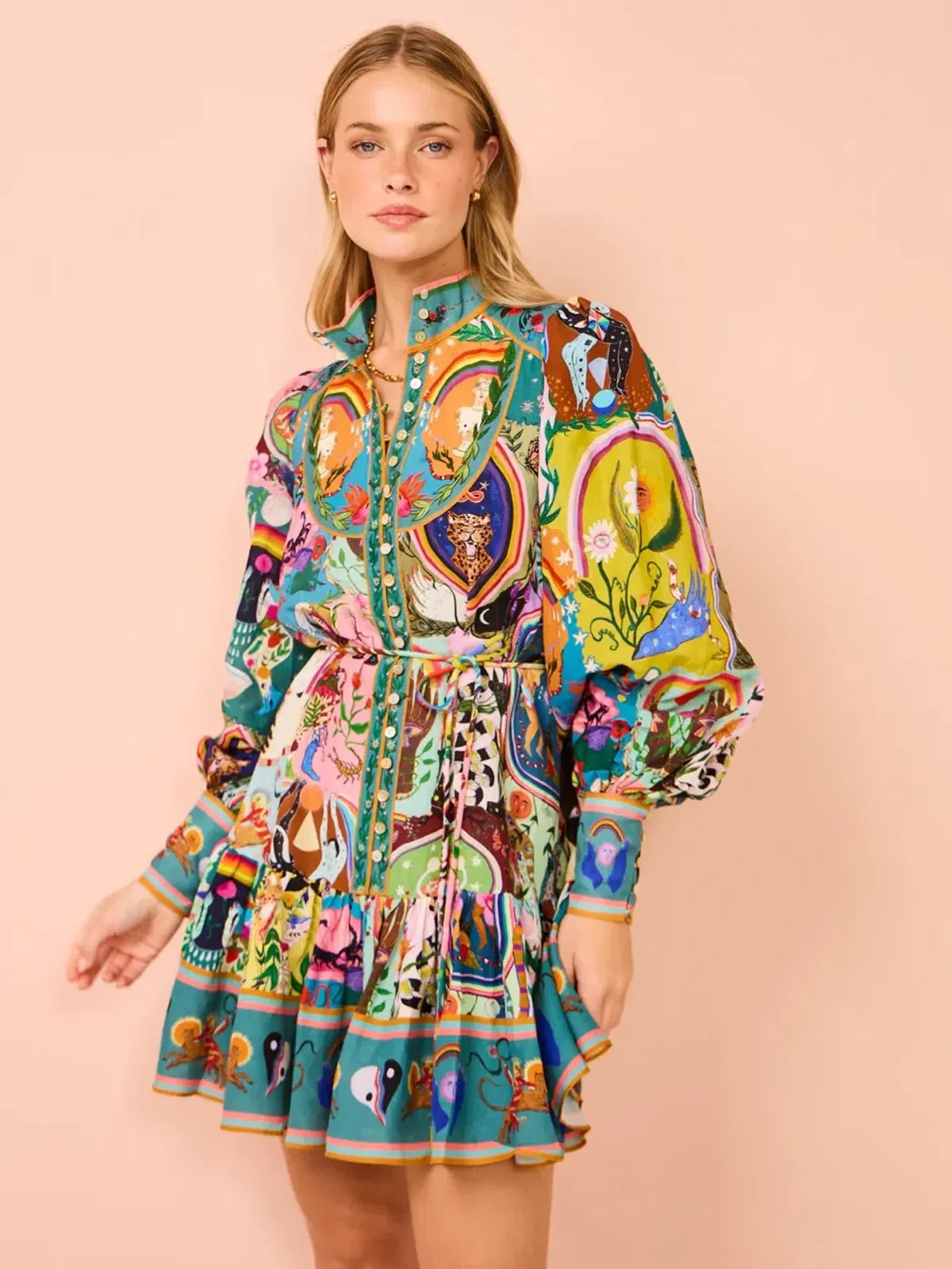 Alemais Evergreen Mini Dress Multi Size AU 10 - Image 5