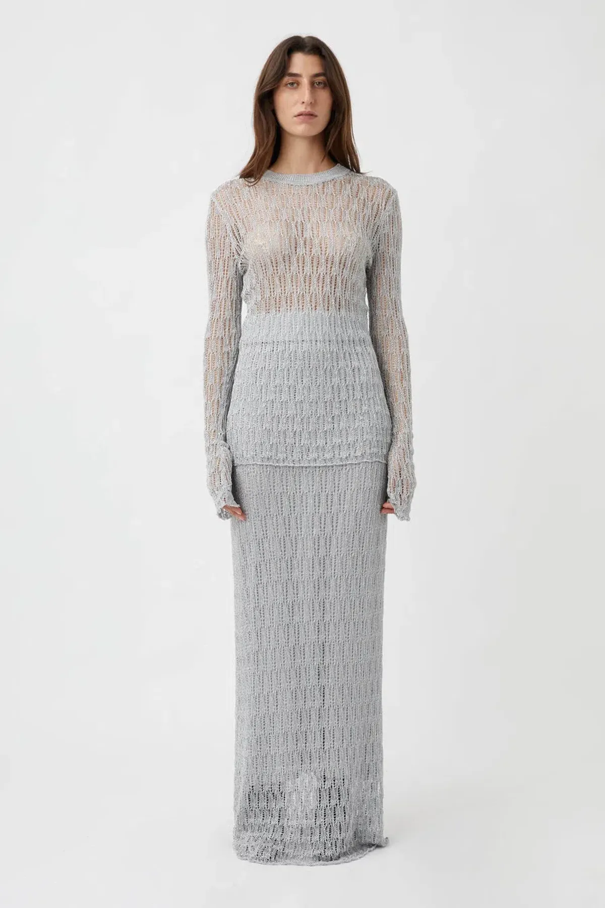Camilla and Marc Jacque Knit Top and Skirt Set Silver Size L / AU 12 - Image 1
